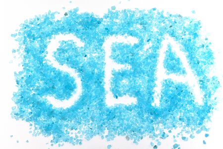 Written word sea sea salt on a white backgroundの写真素材