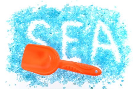 Written word sea sea salt on a white backgroundの写真素材