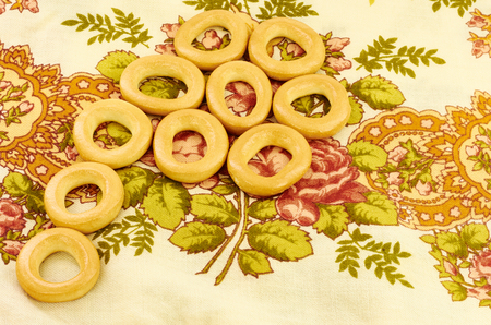 Related bagels with poppy seeds on a napkinの写真素材