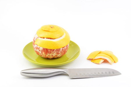 Ripe juicy grapefruit on a white backgroundの写真素材