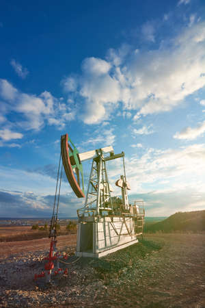 Oil pumping station in the early springの写真素材