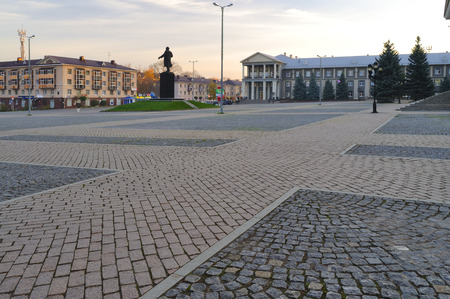 Drama Theatre on Lenin Square in Almetyevsk Tatarstanのeditorial素材