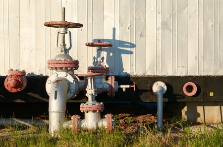 Oil pipeline with a tap valve in the summer