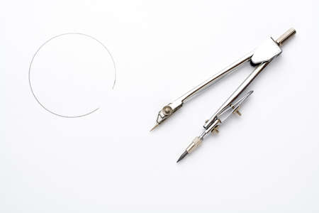 Accessories for drawing on a white sheet of paperの写真素材