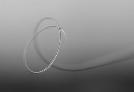 black and white closeup of a thin filament assemblyの写真素材