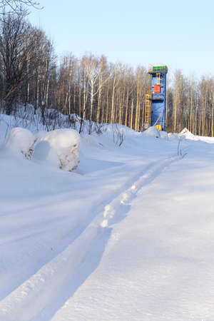 The machine for pumping oil chain type in the woodsの写真素材