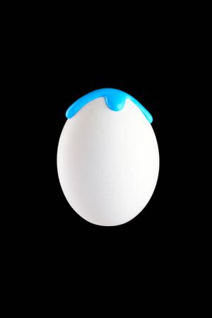 White egg drenched colors on a black backgroundの写真素材