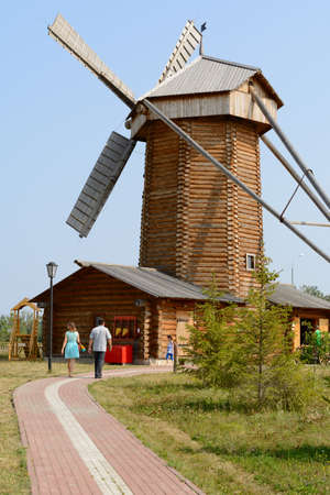 Historical-Ethnographic Complex Bread Museum, Bolgar city, Tatarstan, Russia - July 26, 2016: Windmillのeditorial素材