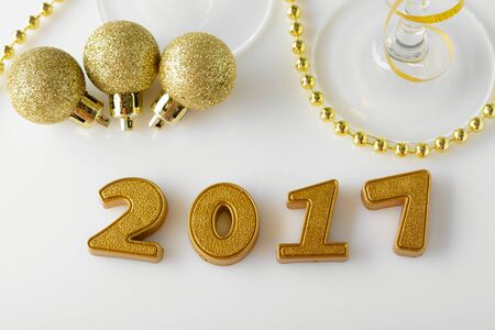 New Year decorations from 2017 - top viewの写真素材