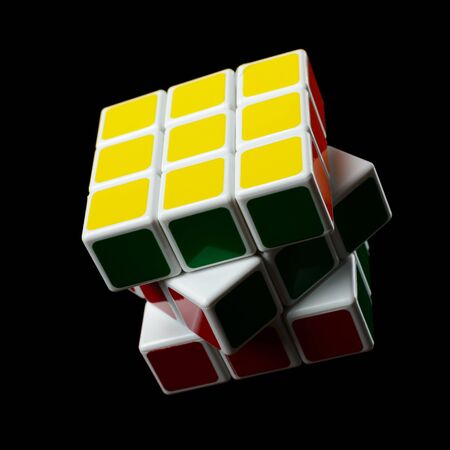 Almetyevsk City, Russia - February 7, 2017: Toy Rubik's cube on a black backgroundのeditorial素材