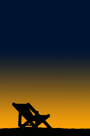 The silhouette of a lounger on the background of sunriseの写真素材