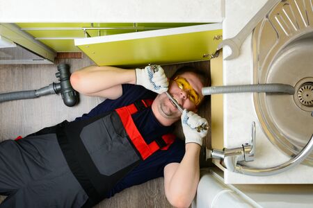 Plumber for kitchen sets sewerの写真素材