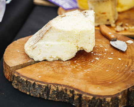 Cheese Festival: Handmade Artisan Cheeses and Gourmet Delights at an Open-Air Street Food Event.の写真素材