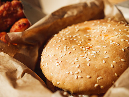 Street Festival Feast: Fast Food Favorites with Burgers, Nuggets, and Cheeseburgers.の写真素材