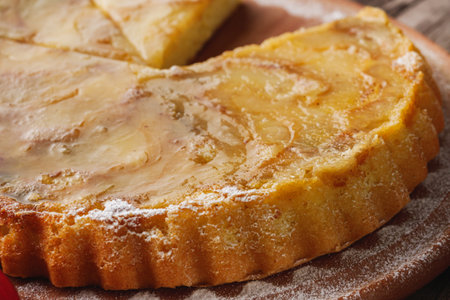 Traditional Apple Pie Charlotte: Delicious and Homemade on a Rustic Wooden Table.の写真素材