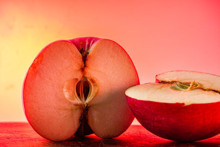 Juicy Red Apple: Fresh and Delicious Fruit Isolated on beautiful gradient background.の写真素材