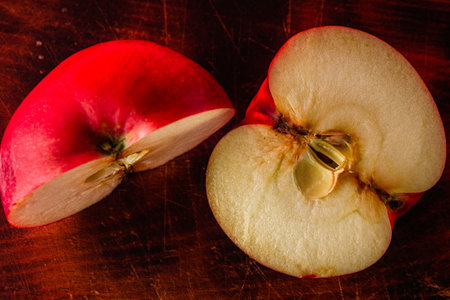 Juicy Red Apple: Fresh and Delicious Fruit Isolated on beautiful gradient background.の写真素材