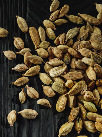 Fragrant Cardamom Pods Aromatic Spice for Asian Cuisine and Organic Seasoning.の写真素材