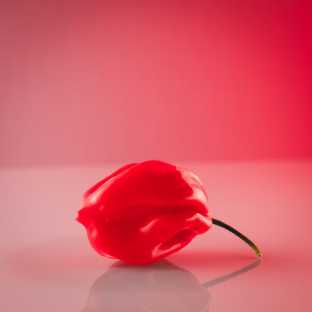 Superhot Habanero Peppers: Fresh and Spicy Chili with Ingredients.の写真素材