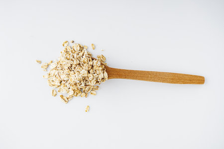 Oatmeal Breakfast Bowl Organic Granola Healthy Diet Vegetarian Nutrition Snack Protein Natural Food Grain Seed.の写真素材