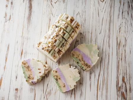 Handmade Organic Herbal Soap Natural Aromatherapy for Skin Care and Wellnessの写真素材
