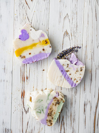 Handmade Organic Herbal Soap Natural Aromatherapy for Skin Care and Wellnessの写真素材