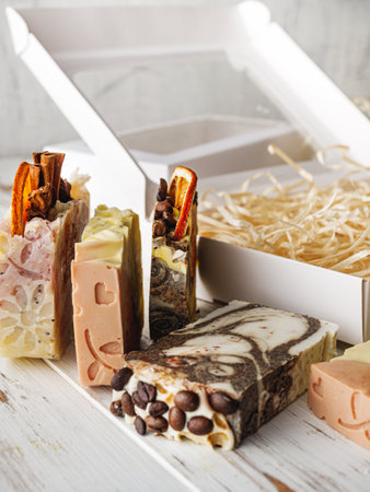 Handmade Organic Herbal Soap Natural Aromatherapy for Skin Care and Wellnessの写真素材