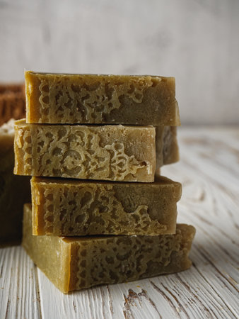 Handmade Organic Herbal Soap Natural Aromatherapy for Skin Care and Wellnessの写真素材