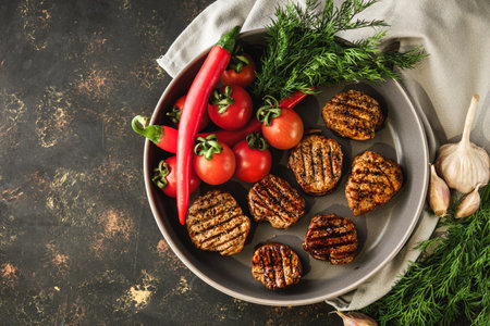 Grilled Pork Medallions Tenderloin Steaks for BBQ and Dinner.の写真素材