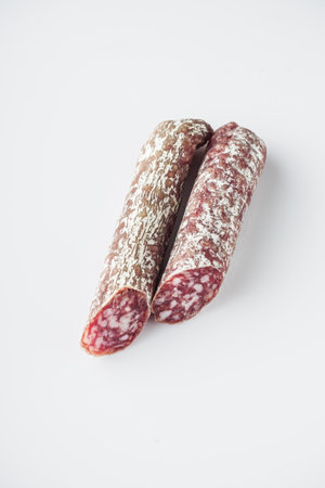 Fuet Sausage Platter: A Gourmet Appetizer with Spanish Delights.の写真素材