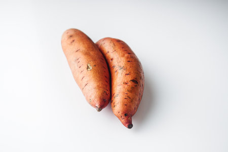 Sweet Potato Preparation Fresh, Organic and Rustic.の写真素材