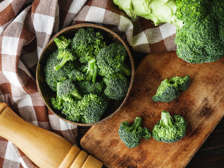 Rustic Fresh Broccoli and Cabbage, Healthy Ingredients.の写真素材