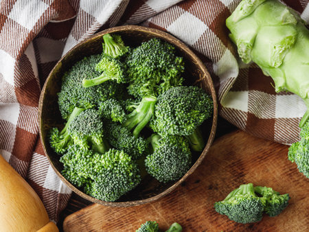 Rustic Fresh Broccoli and Cabbage, Organic and Healthy Ingredients.の写真素材