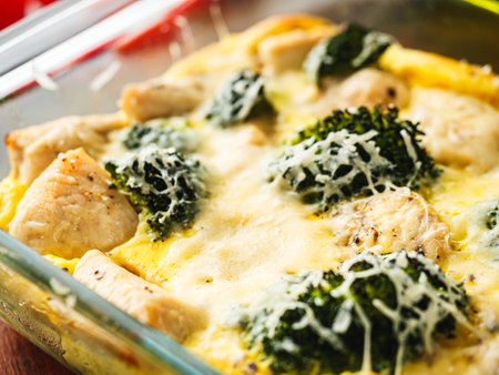 Cheesy Broccoli Casserole Baked Comfort Food.の写真素材