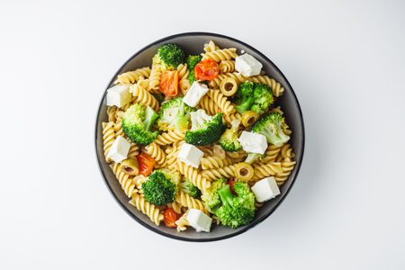 Healthy Fusilli Pasta with Broccoli and Cheese.の写真素材