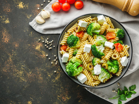 Healthy Italian Fusilli Pasta with Broccoli.の写真素材