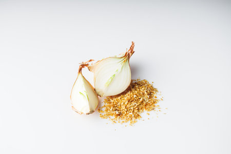 Fresh Sliced Onion Golden, Ready for Culinary Use.の写真素材