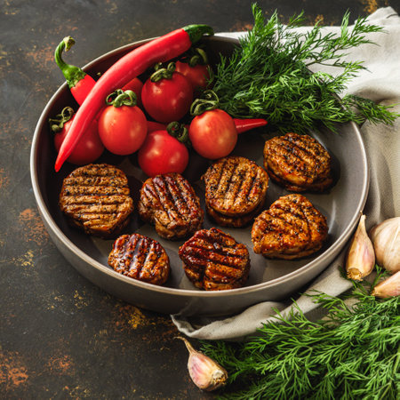 Grilled Pork Medallions Tenderloin Steaks for BBQ and Dinner.の写真素材