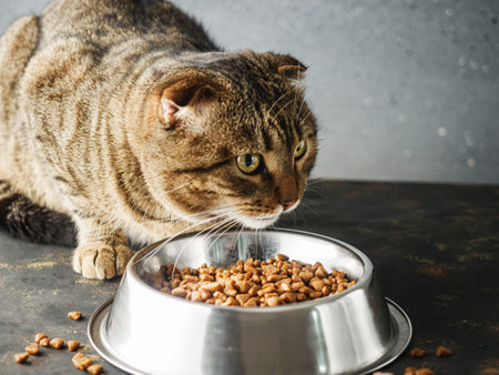 Hungry Cat Eating Food.の写真素材