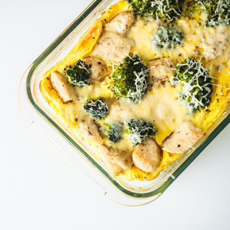 Cheesy Broccoli Casserole Baked Comfort Food.の写真素材