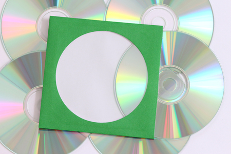 close-up on a cd dvd blue ray for data recordsの写真素材