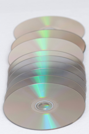 close-up on a cd dvd blue ray for data recordsの写真素材