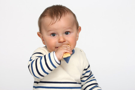 Happy baby on white background