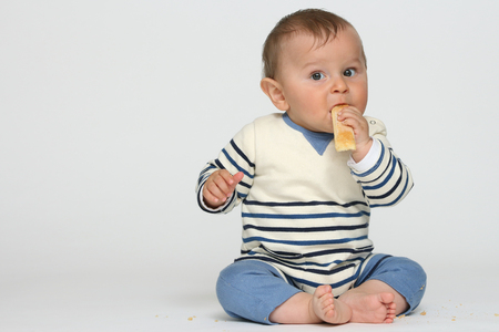 Happy baby on white backgroundの写真素材