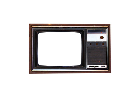 Vintage Television set isolated on white backgroundの写真素材