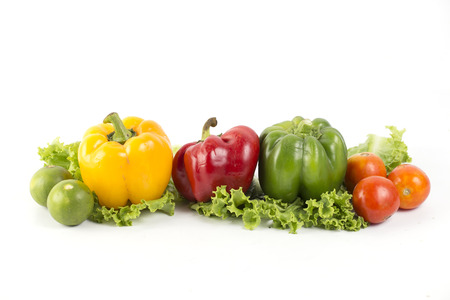 Pepper vegetables on a white backgroundの写真素材