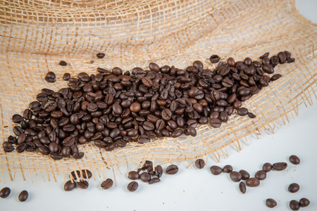 Coffee beans on a white background.の写真素材