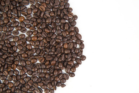 Coffee beans on a white background.の写真素材