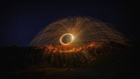 Burning steel wool fireworks post-process HDR Styleの写真素材