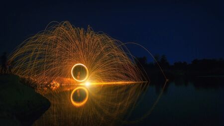 Burning steel wool fireworks post-process HDR Styleの写真素材